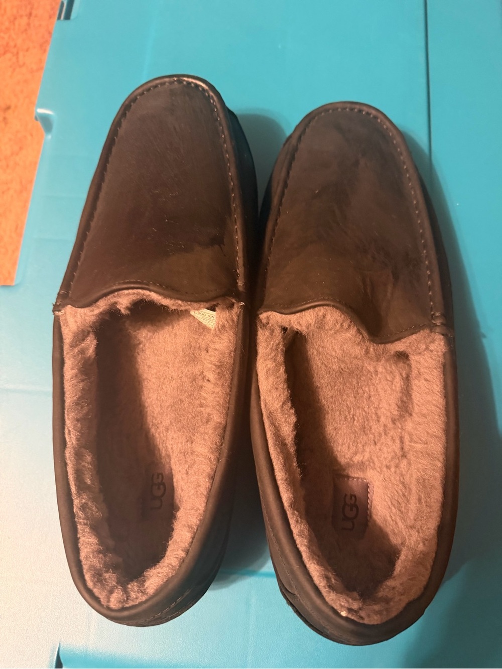 UGG Men's Brown Suede Shearling-Lined Slip-On Loafers